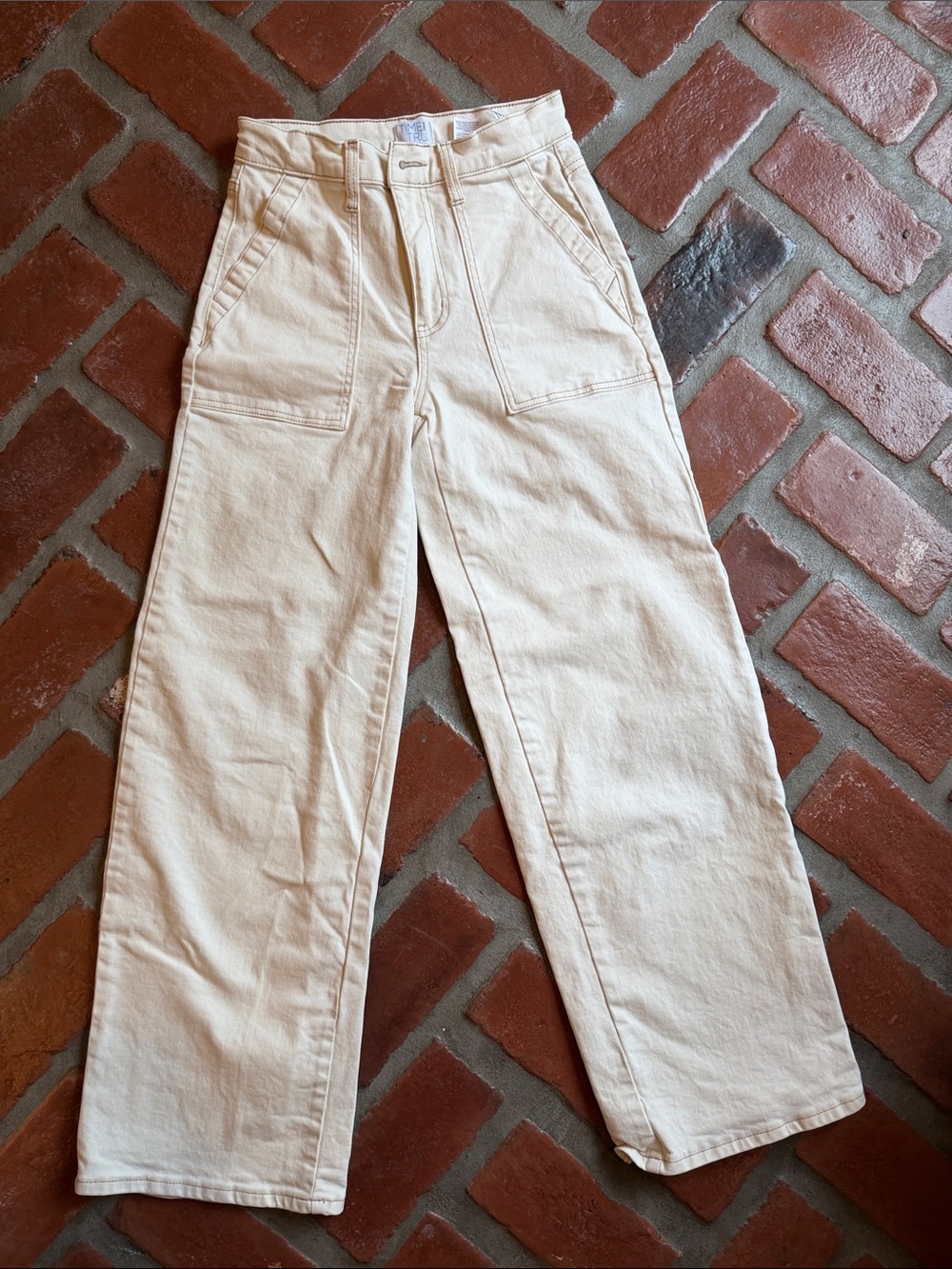 Time and Tru Wide Leg Cream Jeans